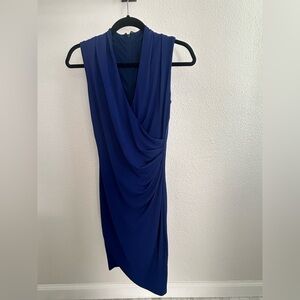 NICOLE MILLER Collection Royal Blue Ruched V-Neck Sheath Dress - Size 2 - USA
